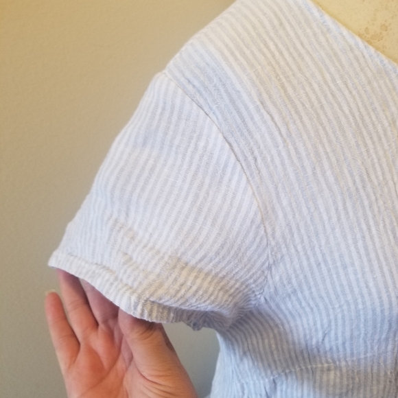 Goddess Gear organic linen ruffle dress with cap sleeves sz M - Picture 4 of 10